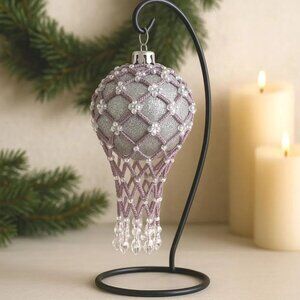 Beaded Ornament Cover - Amethyst & Clear Crystal Decoration